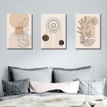 3'lü Bohem Kanvas Tablo Seti 1 - Modern Boho Duvar Dekoru - Geometrik Ve Modern Çizgili 3 Parça Tablo 70 X 100 Cm -