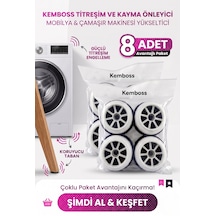 Çamaşır Makinesi Titreşim Önleyici Ve Yükseltici Ayak Seti 8 Adet Kaymaz, Gürültü Azaltıcı, Mobilya Yükseltici Açık Gri