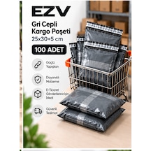 Gri Cepli Kargo Poşeti 25x30+5 Cm 100 Adet