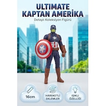 TıfılToys Ultimate Kaptan Amerika Detaylı Koleksiyon Figürü 16 Cm Işıklı Ve Hareketli Eklemli Figür Oyuncak