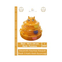 Kedioyuncağı 3 Katlı Kedi Başlıklı Toplu Hareketli Petzoom Kule Eğitici Kedi Oyuncağı 19,5 Cm X 24c