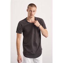 Cool Tarz Erkek Antrasit Pis Yaka Salaş T-shirt Antrasit Antrasit