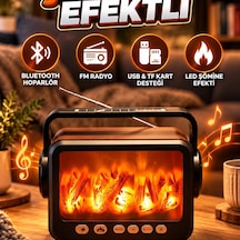 Led Şömine Efektli Bluetooth Hoparlör Fm Radyo, Usb Ve Tf Kart Destekli