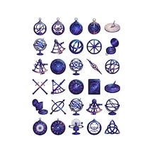 30 Adet Antik Astronomi Ve Aletler Sticker Seti - Laptop Defter Ajanda Çok Renkli