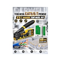 3in1 Profesyonel Ağ Kurulum Seti Yeni Nesil Cat5 Cat6 Cat7 Network Ethernet Kablo Pensesi Kesme Soyma Sıkma Kilitleme Fonksiyonlu - Dijital Kablo Test Cihazı Master Remote - 50li Rj45 Jack