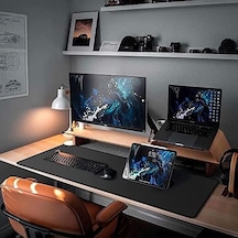 Mouse Pad, Dikişli Kenar, Kaymaz Taban, Büyük Boy Pürüzsüz Yüzey, Baskısız Ofis Tipi Masa Koruyucu, Ergonomik Mouse Ped 90x40 Cm - Xx Large, Siyah