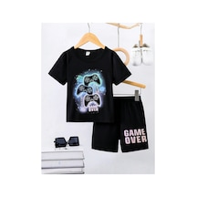 Ss Sinser Konsol Oyun Game Over Baskılı Şortlu Alt Üst Alt - Üst Çocuk Takım Renk:siyah