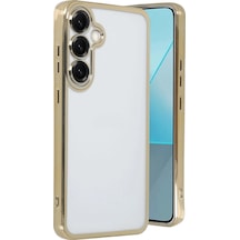 Samsung Uyumlu Galaxy S25 Kılıf Kamera Korumalı Lensli Silikon Altın
