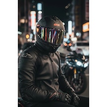 Gıvı 50.x Snake Mat  1 Renkli 1 Şeffaf Vizörlü Motosiklet Kask İridyum Vizör + Şeffaf