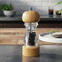 Deconox Bambu Ve Manuel Baharat Öğütücü - Ayarlanabilir Porselen Mekanizmalı - Karabiber, Kaya Tuzu Ve Çeşitli Baharatlar İçin - 17cm Sku: Smg8690010219497 Açık Ahşap