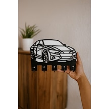 Geometrik Araba Figürlü Duvar Tipi Anahtarlık Askılığı Siyah - Beyaz