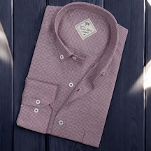 Linen Keten Hafif Kumaş Uzun Kollu Pembe Erkek Gömlek Regular Kalıp -10045 Pembe