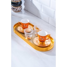 Acar Passifolia 2 Kişilik Cam Tepsili Kahve Fincanı Takımı - 90 Ml renkli