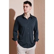 Buratti Pamuklu Regular Fit Düz Yaka Erkek Gömlek Cf25S119628 Antrasit