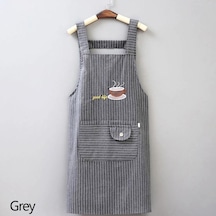 Gri Sevimli Pamuklu Mutfak Önlüğü Ev Yağ Geçirmez Kahve Şefi El Mendili Önlük Büyük Cep İle Kadın Pişirme Barbekü Aksesuarları