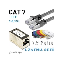 Irenıs 7,5 Metre, Siyah Cat7 Kablo Yassı Ftp Ethernet Network Lan Ağ Kablo Ve Ekleyici