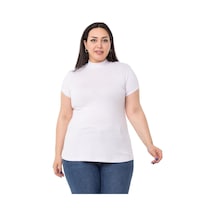 Disentis Büyük Beden Yarım Balıkçı Kısa Kollu Viskon Beyaz Body-beyaz Beyaz