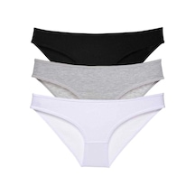 3 Adet Süper Eko Set Likralı Kadın Slip Külot Siyah Gri Beyaz Çok Renkli