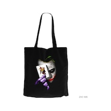 Joker Card Siyah Kanvas Bez Çanta Siyah