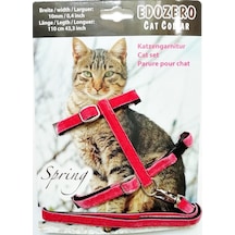 Edozero Gezdirme Kedi Göğüs Tasması Seti 110 CM Pembe