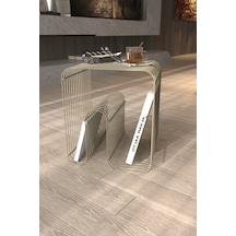 Bonj19 Tel Metal Plaklık Modern Paslanmaz Yan Sehpa, Dekoratif Metal Sehpa Bonj