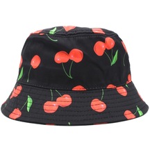 Kiraz Desenli Kova Balıkçı Şapka Bucket Hat-Siyah Siyah-Standart