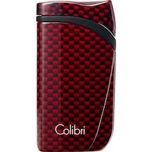 Colibri Falcon Tek Torch Pürmüz Karbon Desenli Kırmızı Puro Çakmağı
