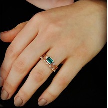 Cerenos Baget Green Topaz Sırataş Alyans - Ak1166