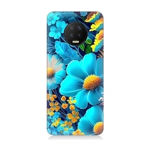 Infinix Note 7 Uyumlu Mavi Sarı Çiçekler Desenli Silikon Kılıf