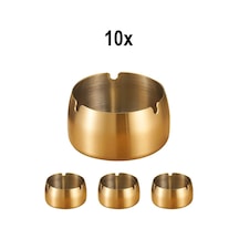 10 Adet Çelik Gold 8cm Kafe Restaurant Lokanta Yuvarlak Kül Tablası Küllük Mt173