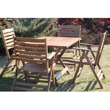 Ürgüp L Katlanır Ahşap Bahçe Balkon Seti: 80x120 Masa +4 Sandalye Kahverengi