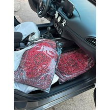 Kırmızı Kilim Desen Baskılı Oto Halı Paspas Takımı