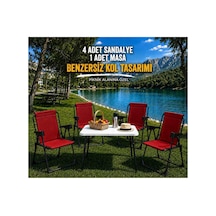 Kırmızı 4 Sandalye 1 Masa