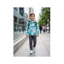 Deniva Kids Unisex Çocuk Su Ve Rüzgar Geçirmez Kapüşonlu Cepli Kamuflaj Desenli Yağmurluk & Rüzgarlık Mont Çok Renkli