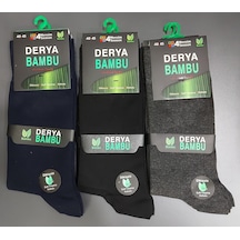 Derya Erkek Dikişsiz 4 Mevsim Bambu Uzun Çorap 12 Adet Cok Renklı