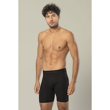 Erdem Siyah Pamuk Elastan Uzun Boxer 1416 Siyah