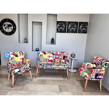 Azra Mobilya Çay Seti Koltuk Takımı - Cafe - Balkon - Bahçe - Ofis Mobilyası - Oturma Grubu Karışık Renkli