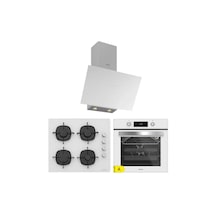Silverline BO6504W01 - CS5335W01 - 3481 Flam Beyaz Cam Ankastre Set
