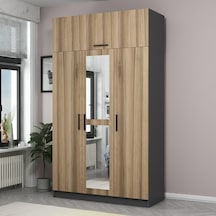 Minar Kale 3 Kapaklı 1 Aynalı 2 Ç Dolap Ve Yüklük Antrasit Dore 255cm