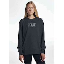 War And Peace Baskılı Füme Antrasit Kadın Sweatshirt