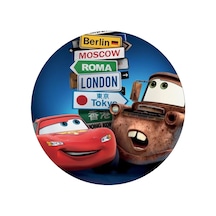 Cars Yuvarlak Pasta Yenilebilir Resim Baskı 20 Cm