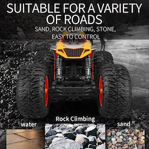 Kumandalı 33 Cm Dev Off-road Araba 15km/h Hızlı, Şarjlı, 2.4ghz Rc Tırmanıcı Arazi Aracı 9030-3f - Turuncu