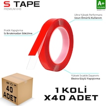 S-dizayn Çift Taraflı Bant 10mm X 33 Metre Şeffaf Silikon Vhb Bant 40'lı Koli A+kalite 10 MM x 33 M
