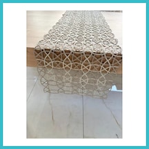 Bezos Salon Takımı Angles Çeyizlik Krem Kapi Runner Set 5 Parça İşlemeli Ranır Masa Sehpa Konsol Örtüsü Dfnbez