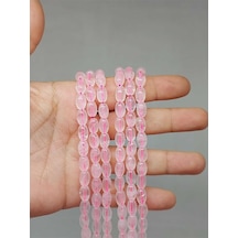 Bileklik Boy Pembe Kuvars Taşı Arpa Kesim Yarım Dizi 6 8.5mm 51114 18cm Uzunluğundadır Çok Renkli
