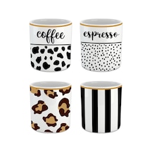 Coffee Cups/japanese Tea Cup/mug Set/coffee Cup Middle Size/cups No Handle/4 X 210 Ml Coffee, Espresso, Vertical Black Line, Leopard