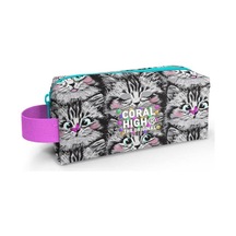 Coral High Kids Gri Kedi Desenli Kalem Çantası 22078 Çok Renkli