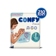 Confy Premium 1 Numara Bebek Bezi Yenidoğan 2 - 5 kg 210 Adet
