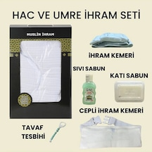 Premium Müslin Kumaş İhram Ve 5 Parça İhram Umre Hac Seti Beyaz