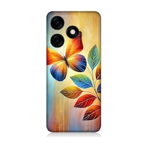 Tecno Spark 10c Uyumlu Renkli Yapraklı Kelebek Uçuşu Desenli Silikon Kılıf Çok Renkli